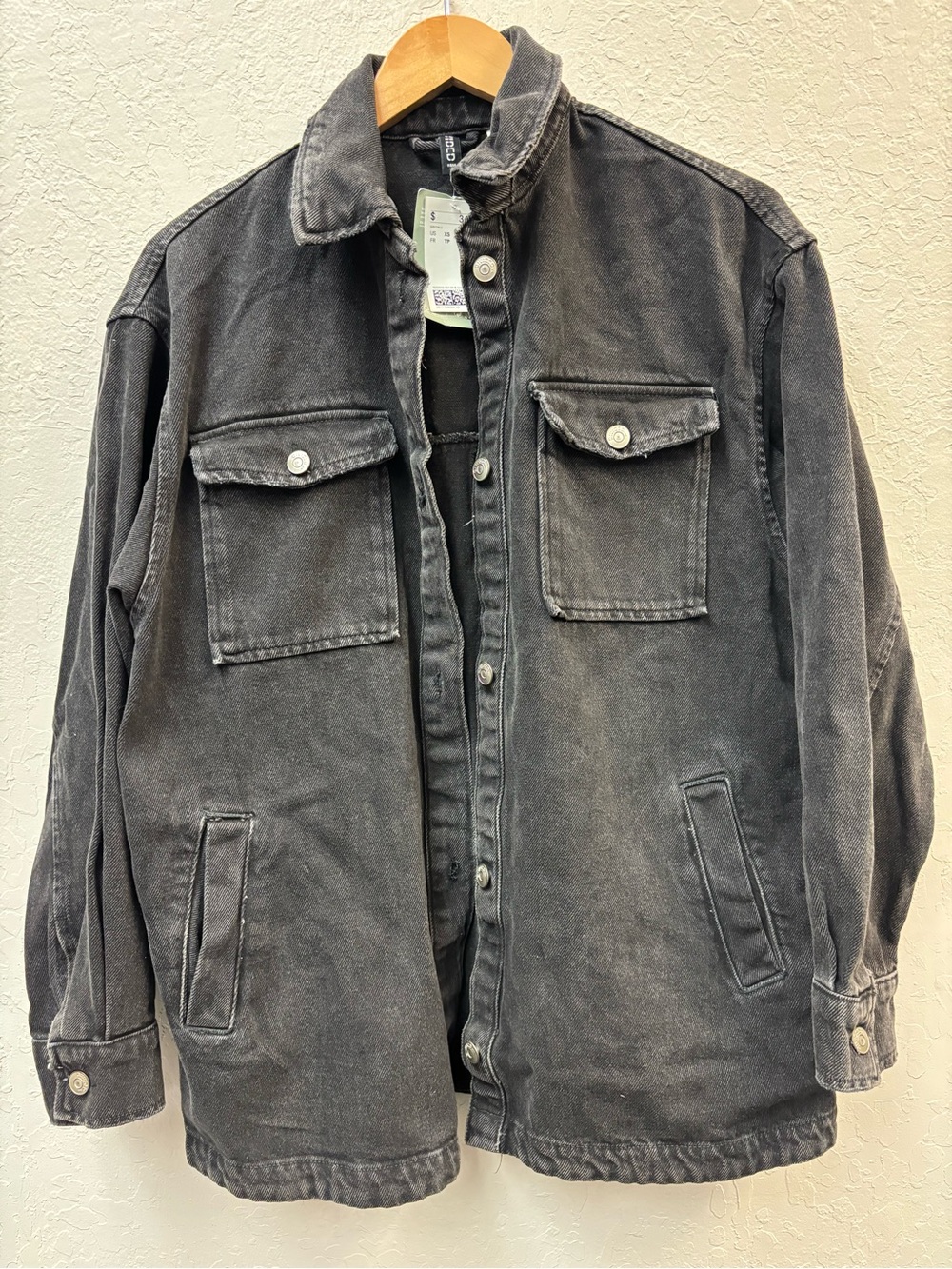 NWT H and M blk denim ladies oversized jacket xs
